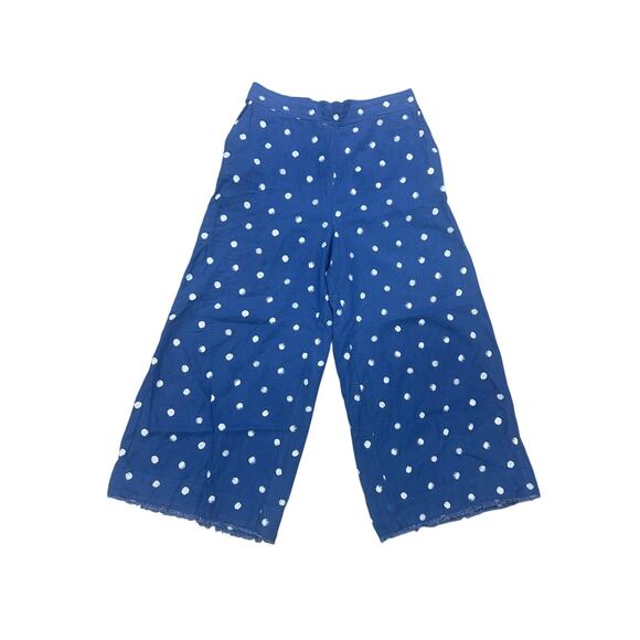 Cloth & Stone Blue Polka Dot Wide‎ Leg Linen Crop Pants Sz S - Picture 1 of 11